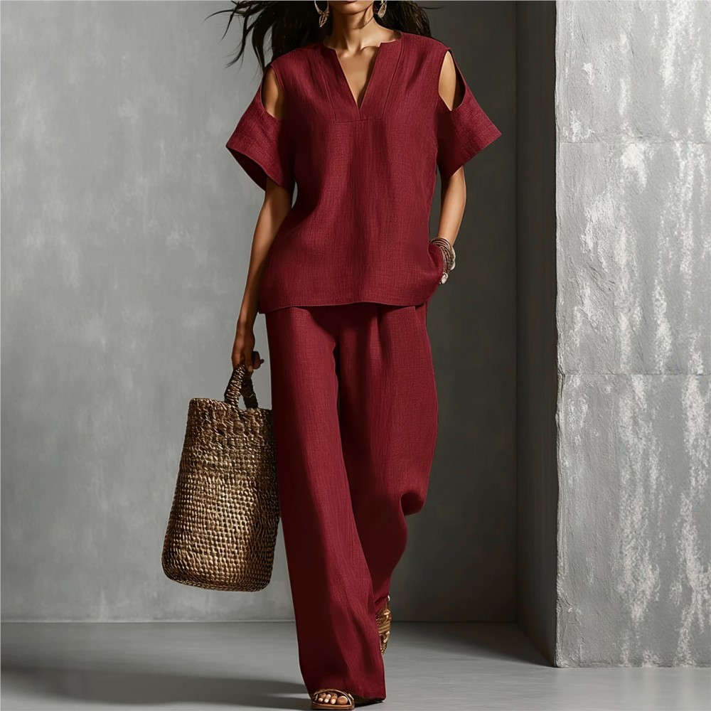 Conjunto de Dos Piezas de Lino - Linen Pant Wide reseña y precio