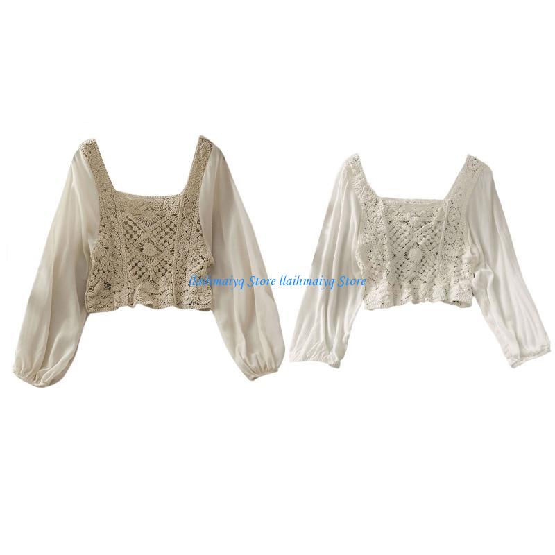573B Camisas manga larga abomb - Crop Top Crochet reseña y precio