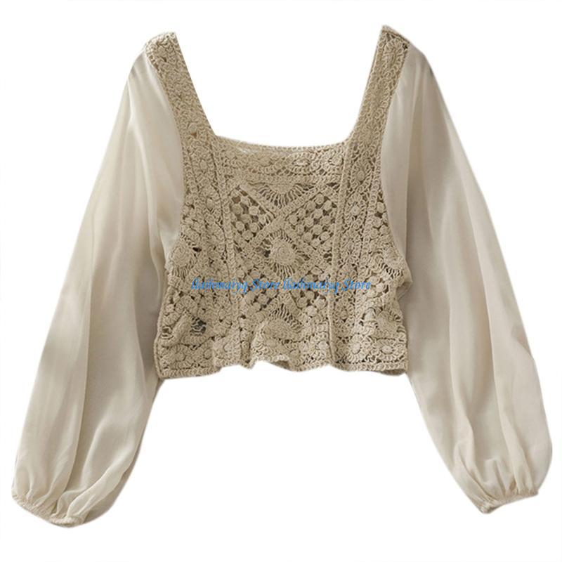 573B Camisas manga larga abomb - Crop Top Crochet reseña y precio
