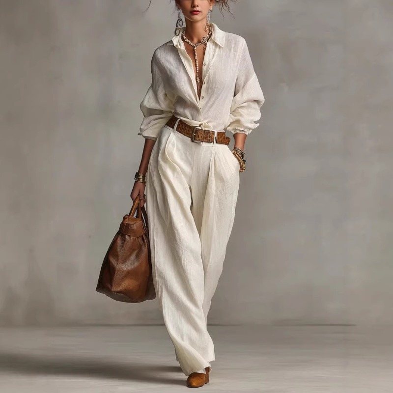 Conjunto de Pantalones Anchos  - Linen Pant Wide reseña y precio