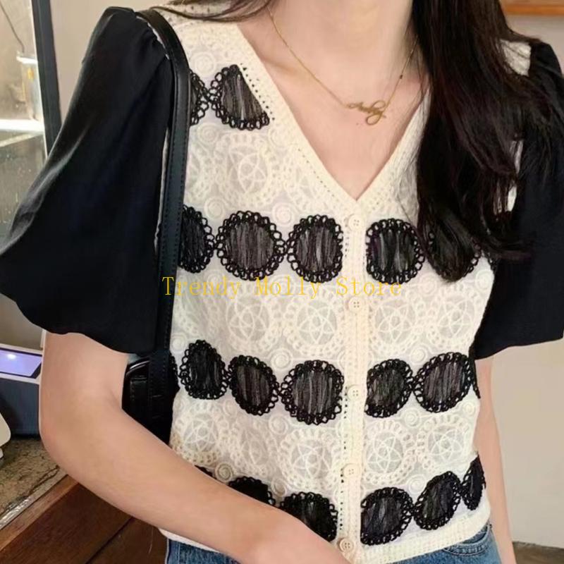 N5KB Mujeres Vintage Crochet C - Crop Top Crochet reseña y precio