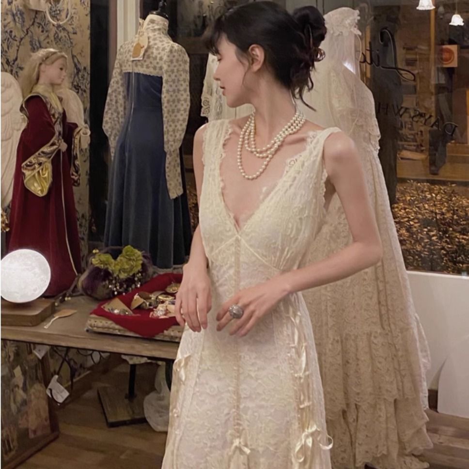 Vestido Gótico de Encaje, Vest - Maxi Dress Halter reseña y precio
